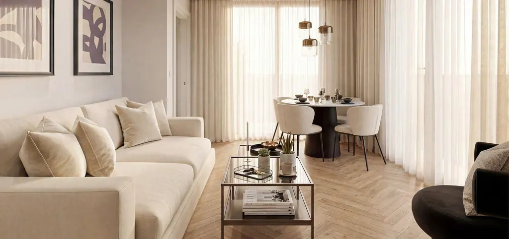 Apartment living and dining room